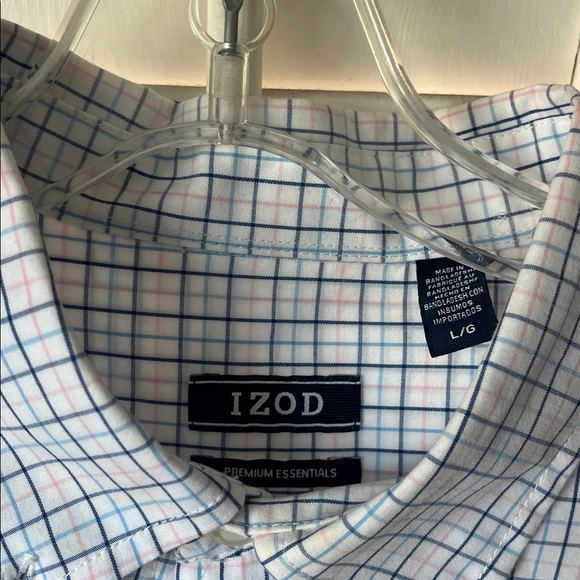Izod Men's Light Blue Plaid Button Down Shirt - Picture 2 of 7